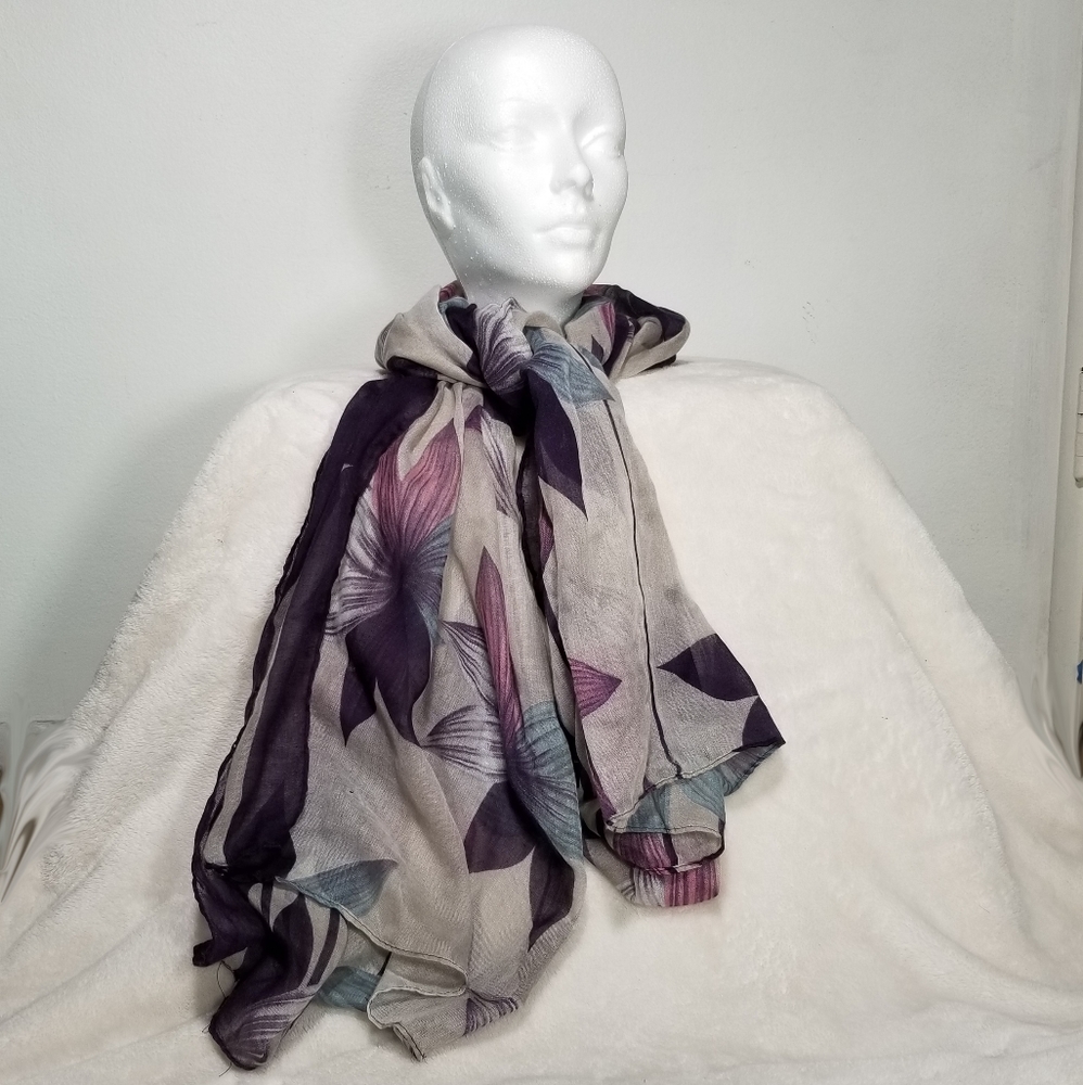 Sheer Floral Scarf or Shawl